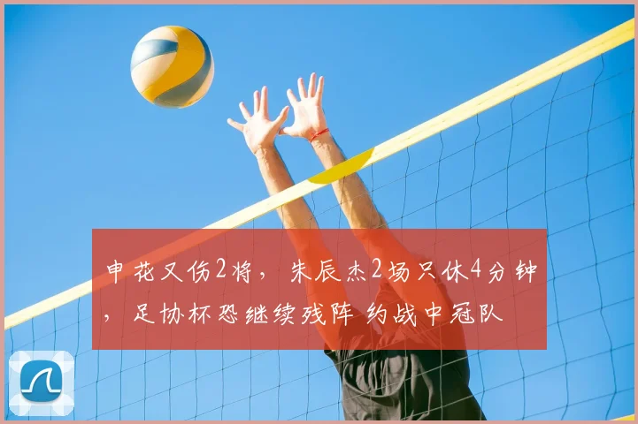 申花又伤2将,朱辰杰2场只休4分钟,足协杯恐继续残阵 约战中冠队